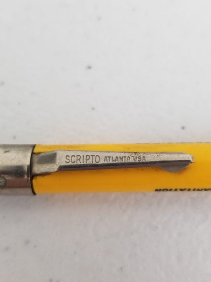 Rare Vintage Yellow Scripto Mechanical Pencil - Atlanta USA Promotional Collectible for Lewis Lye and Knox-Out DDT Insecticides - TreasuTiques