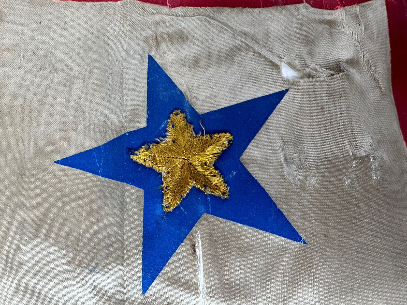 Original World War I Gold Star Mother Window Banner - Symbol of Valor and Sacrifice - TreasuTiques