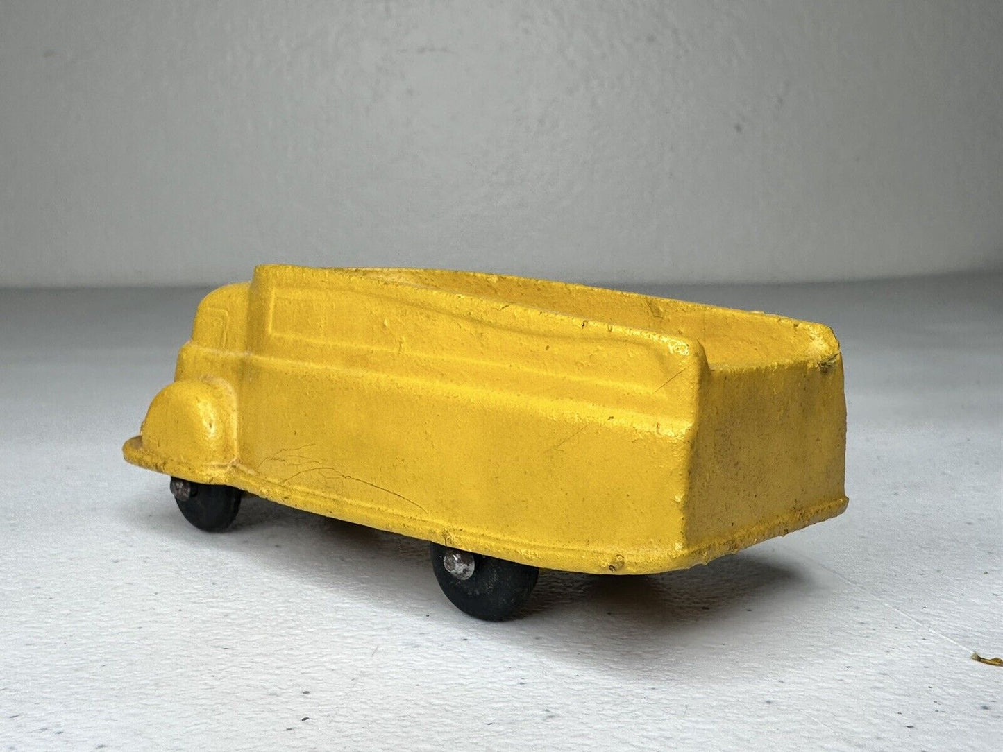 Rare 1930s Sun Rubber Co. Yellow Streamlined Delivery Truck - Vintage Collectible Toy - TreasuTiques