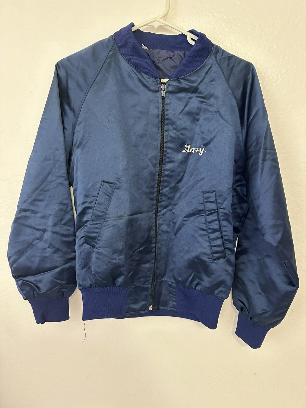 Rare Vintage 1988 Seoul Olympics Navy Bomber Jacket - Size XS, Embroidered 'Gary' - Unique Collectible Sports Memorabilia - TreasuTiques