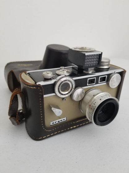 Vintage Argus C3 Match-Matic Rangefinder Camera Kit with Leather Case & Manual - Iconic Mid-Century Photography Collectible - TreasuTiques