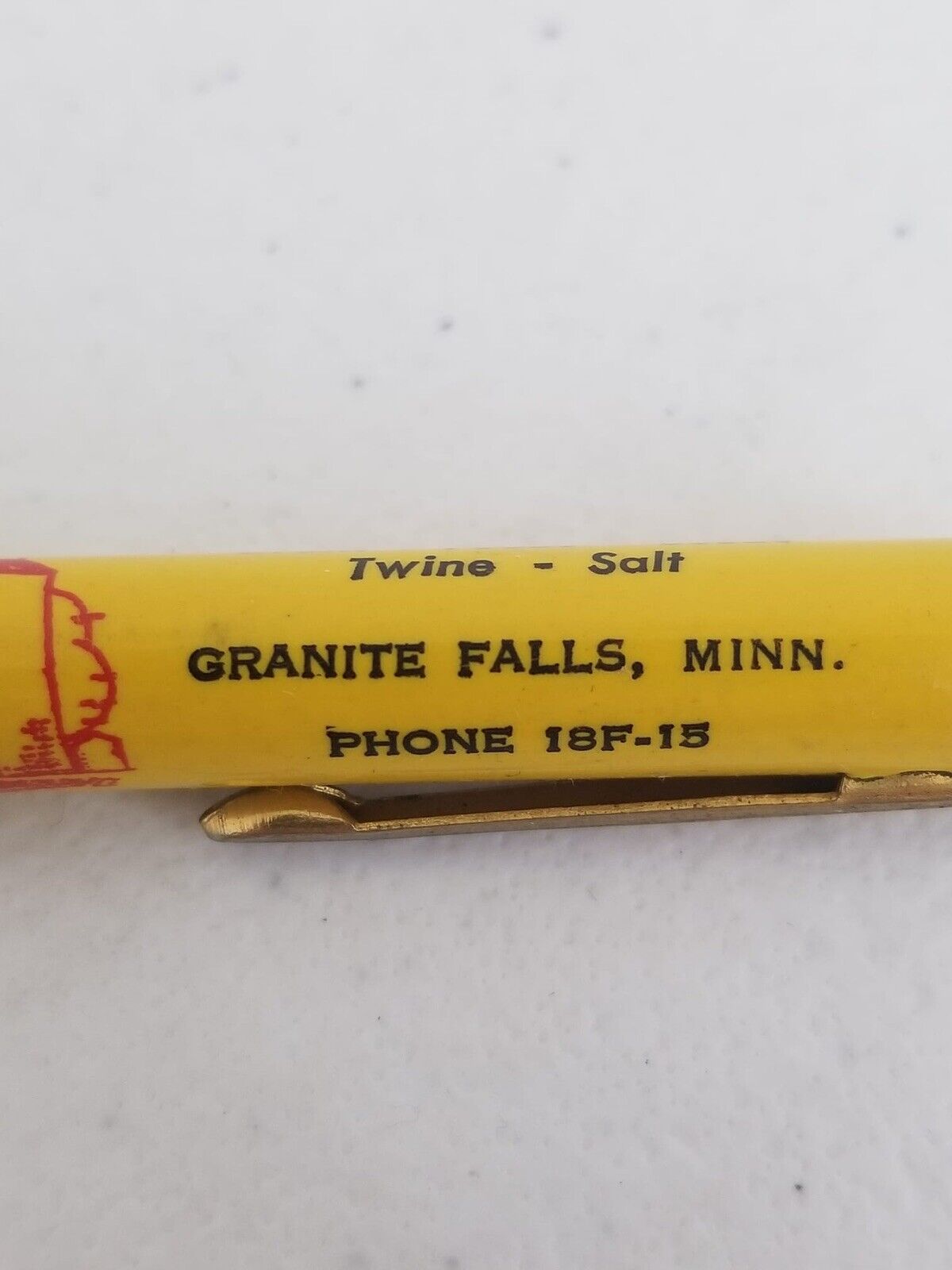 Vintage Advertising Mechanical Pencil - Granite Falls Co-op Elevator Assn. Collectible, Yellow Memorabilia - TreasuTiques