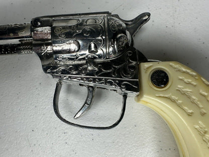 Vintage Kusan Inc. Western Six Shooter Toy Cap Gun #280 with Ornate Leather Holster - TreasuTiques