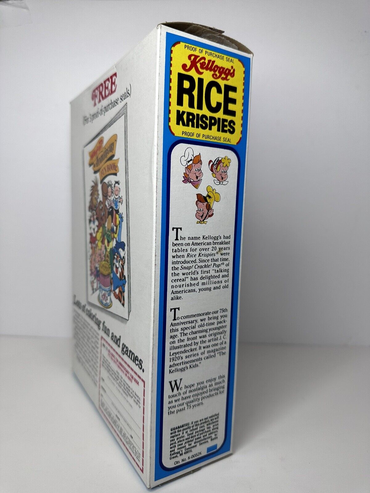 Vintage 1981 Kellogg's Rice Krispies 75th Anniversary Collectible Empty Cereal Box with Original Bag - Rare Retro Breakfast Memorabilia - TreasuTiques