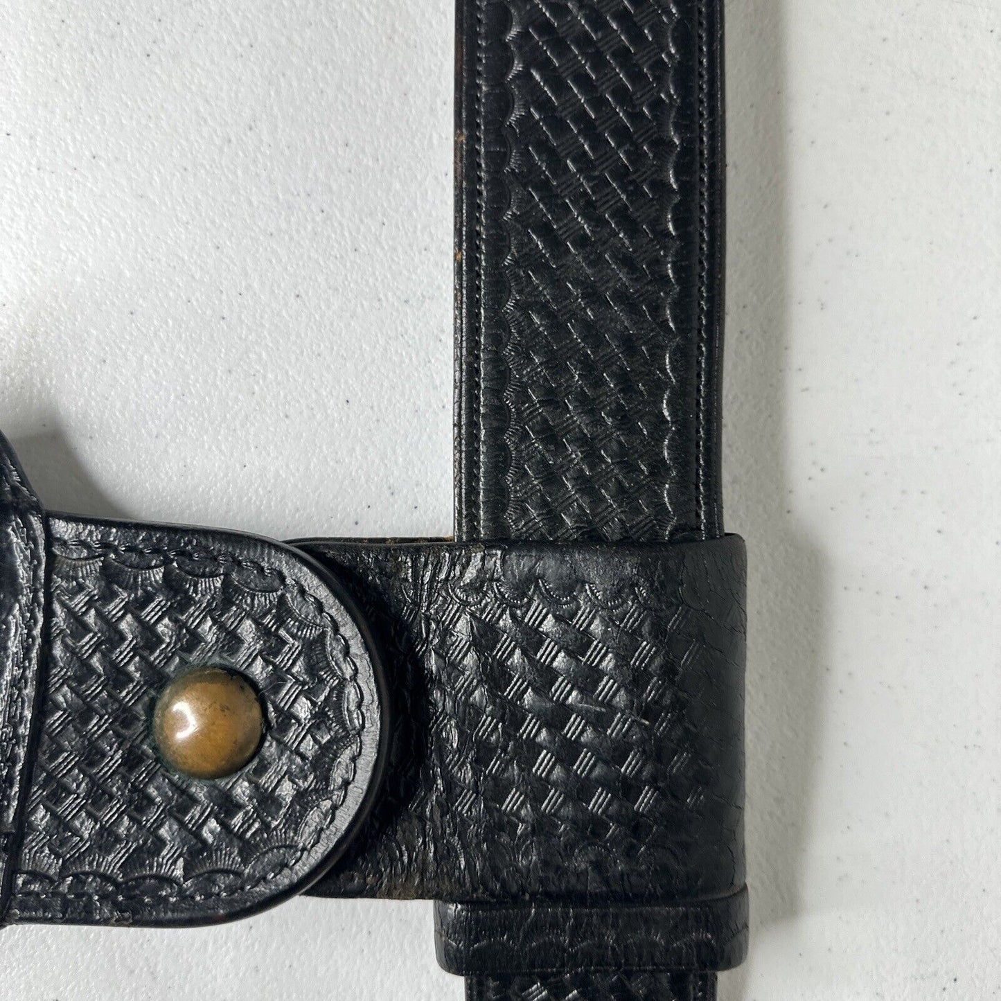Antique 1940s GF Cake Leather Police Belt with Gun Holster - Law Enforcement Collectible - TreasuTiques