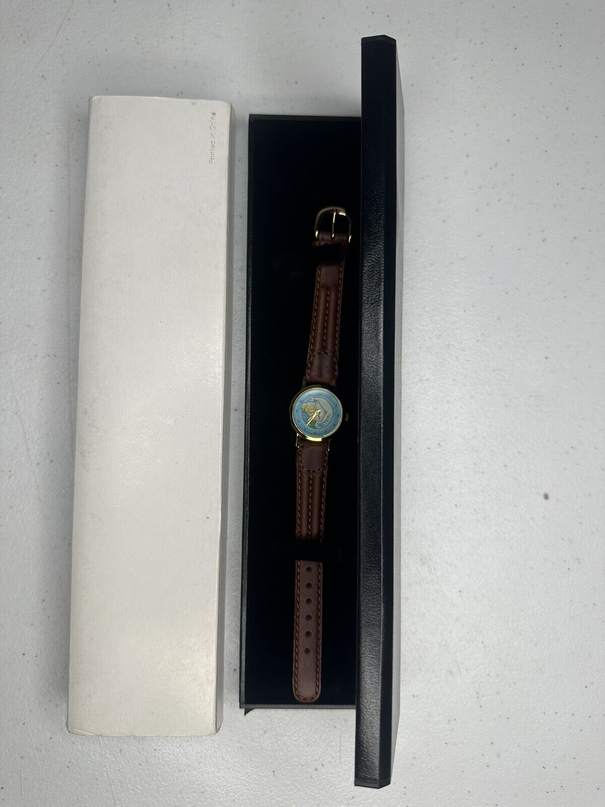 Disney Vintage-Inspired Tinkerbell Graphic Watch with Leather Strap - Collector's Timepiece - TreasuTiques