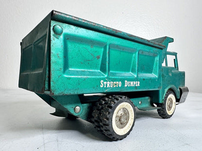 Vintage 1950s Structo Toys Green Metal Dump Truck - Classic Collectible Dumper - TreasuTiques