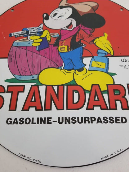 Vintage 1940 Walt Disney Standard Gas Porcelain Sign – Mickey Mouse Collector's Edition - TreasuTiques