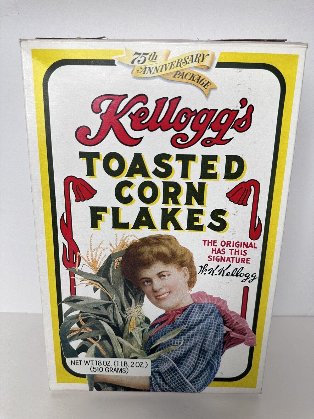 Rare Vintage Kellogg's 75th Anniversary Toasted Corn Flakes Cereal Box with Original Bag (1981) - TreasuTiques