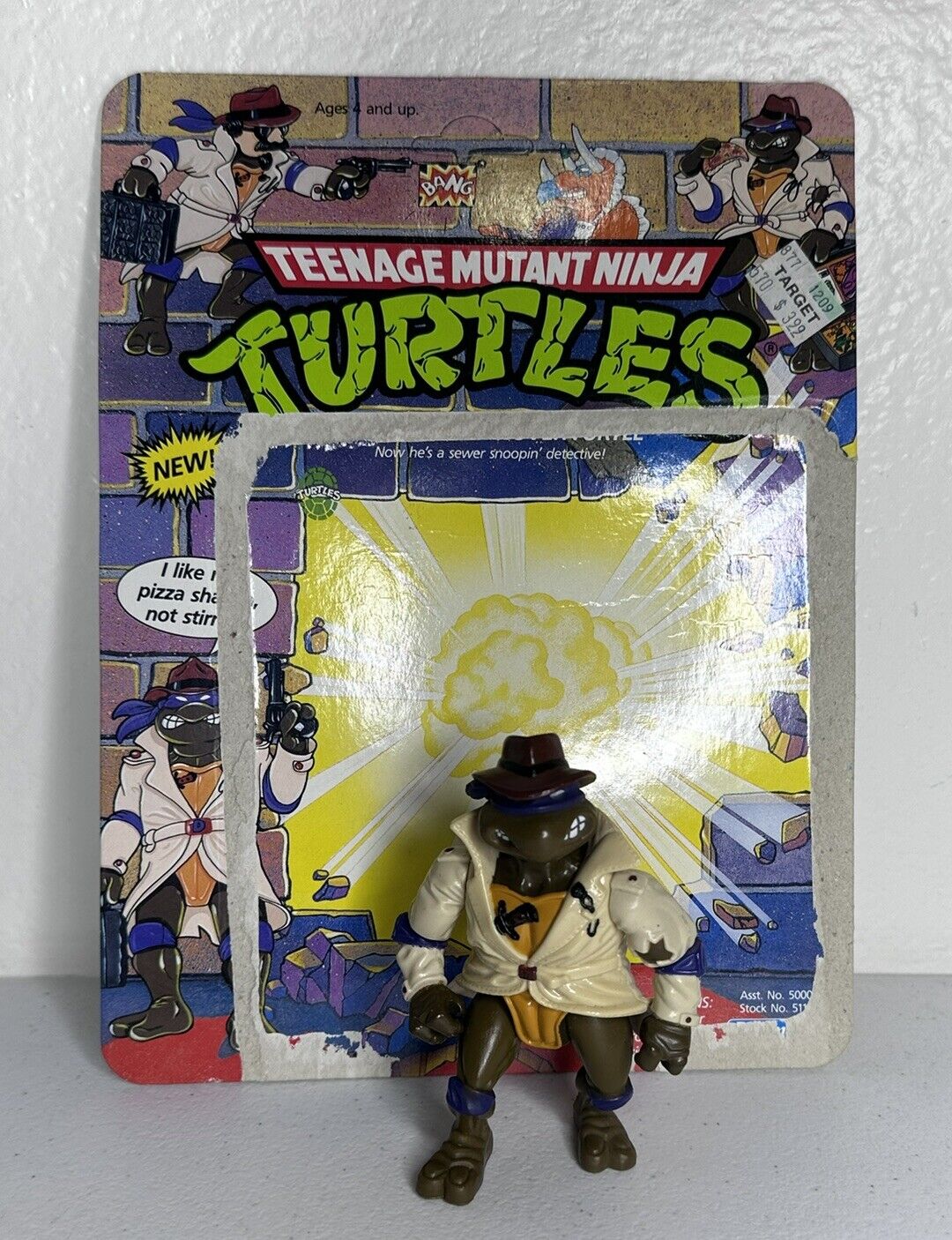 1990 TMNT Undercover Donatello Figure with Detective Disguise - Original Unpunched Collector’s Item - TreasuTiques