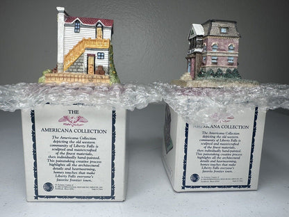 Liberty Falls Christmas Village Americana Set - Real Estate Office and Library Buildings NIB - TreasuTiques