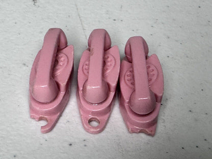 Vintage 1959 Princess Pink Phone Keychains - Set of 3 Retro Collectibles - TreasuTiques