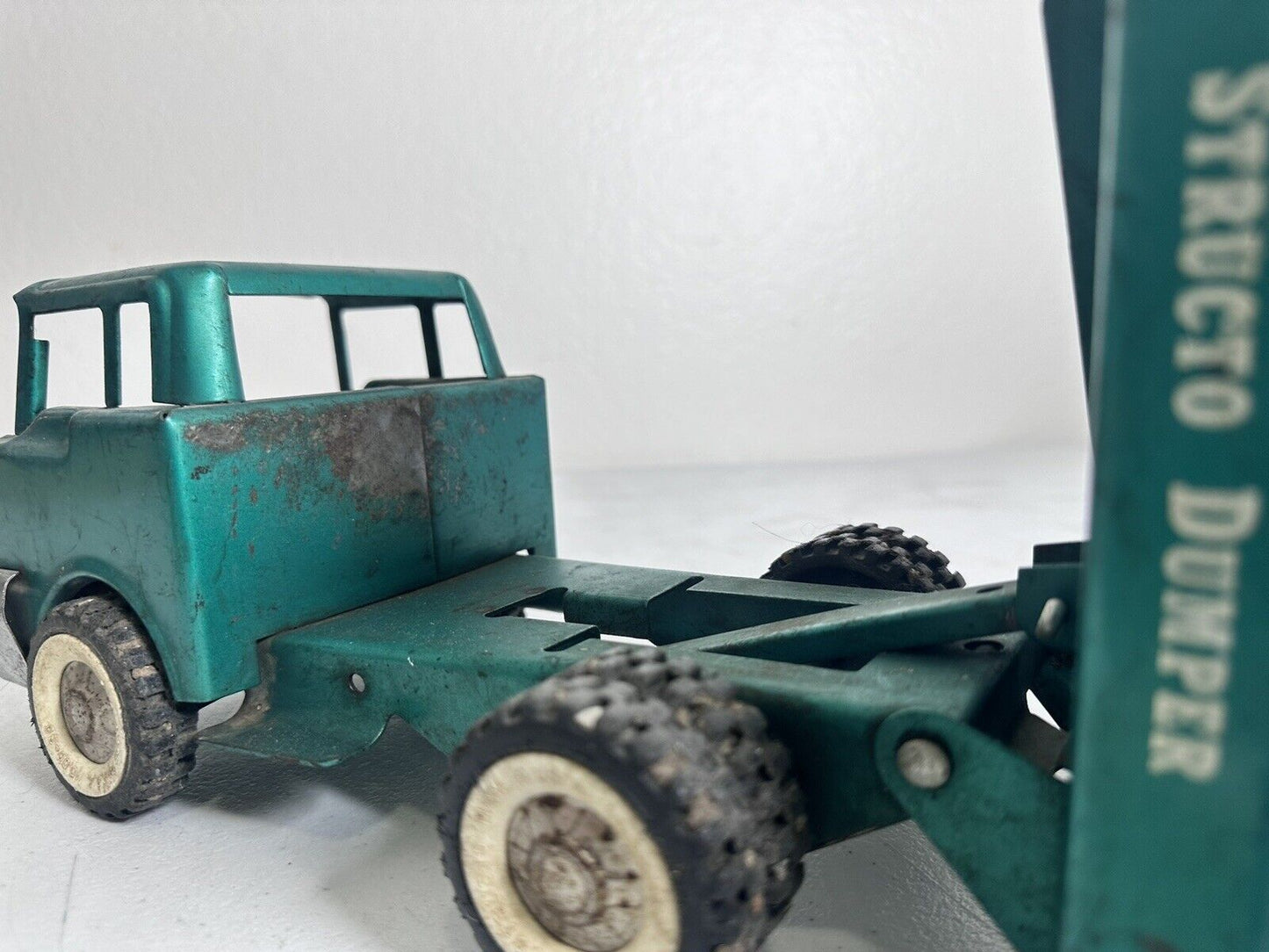 Vintage 1950s Structo Toys Green Metal Dump Truck - Classic Collectible Dumper - TreasuTiques