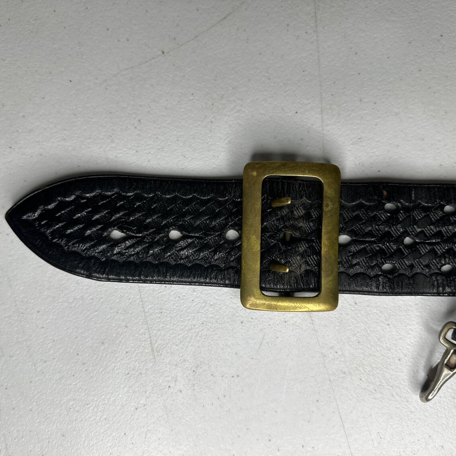 Antique 1940s GF Cake Leather Police Belt with Gun Holster - Law Enforcement Collectible - TreasuTiques