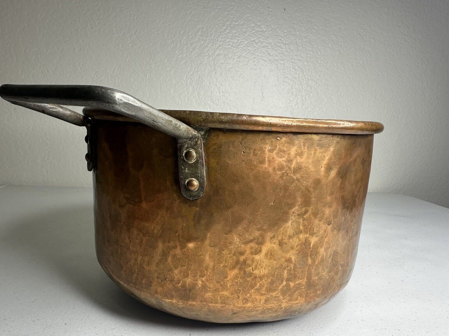 Antique Early 1800s Hand-Hammered French Copper Stew Pot with Dovetail Joints - 10.5" Vintage Cookware - TreasuTiques