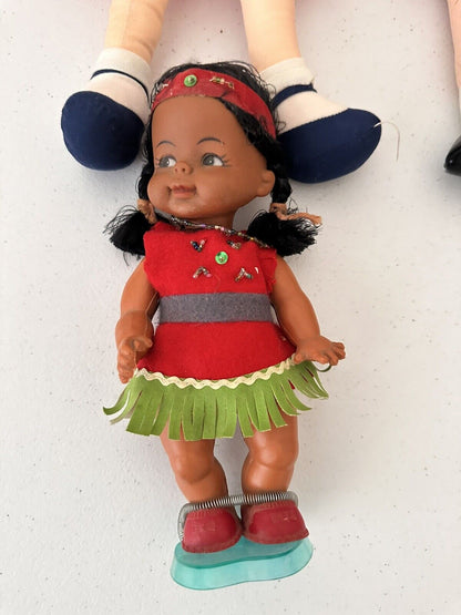 Vintage Lot of 4 Campbell's Soup Annie Knickerbocker Indian Kid Girl Dolls - Collectible Set - TreasuTiques