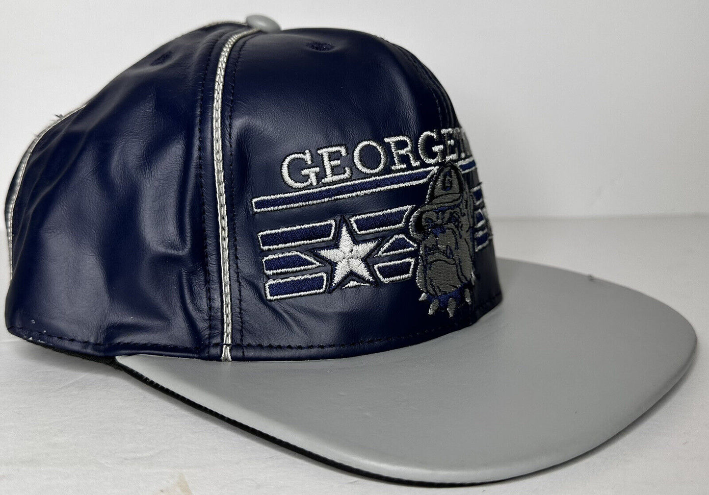 Rare 90s Georgetown Hoyas Leather Strap Back Cap - University James Hamilton Collectible Hat - TreasuTiques