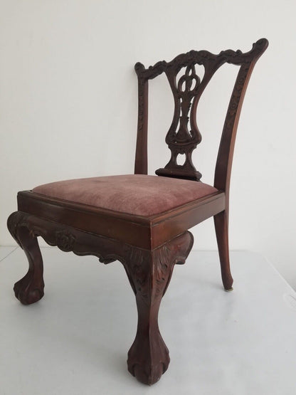 Elegant Antique Chippendale Chair with Cabriole Legs and Claw-and-Ball Feet - Circa 1750s, 26" Width - TreasuTiques