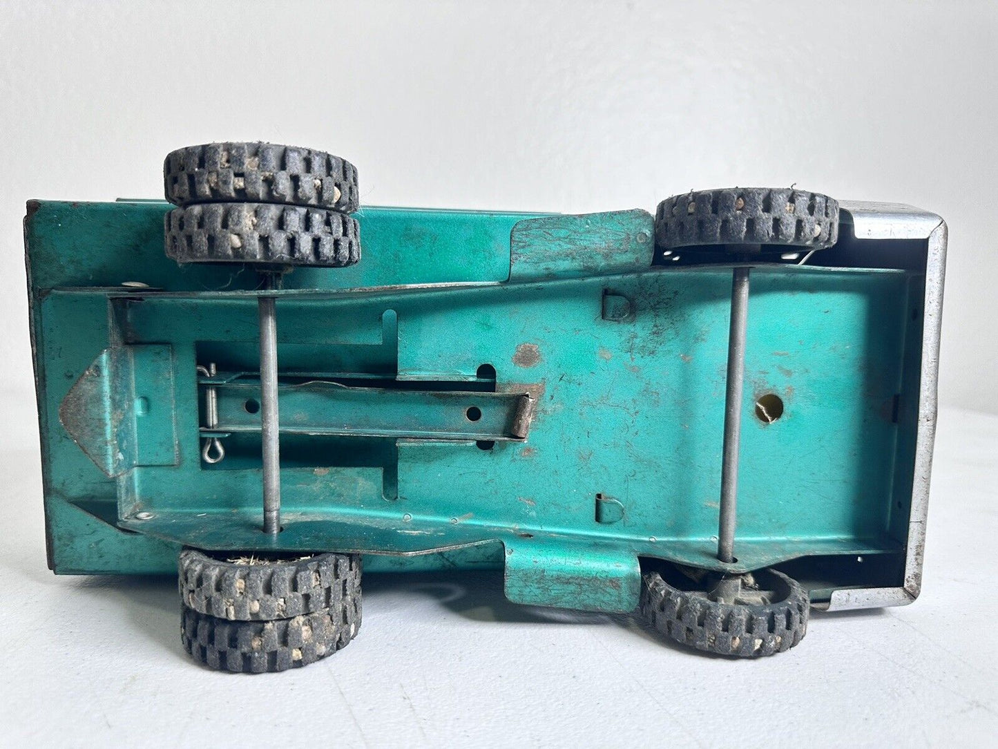 Vintage 1950s Structo Toys Green Metal Dump Truck - Classic Collectible Dumper - TreasuTiques