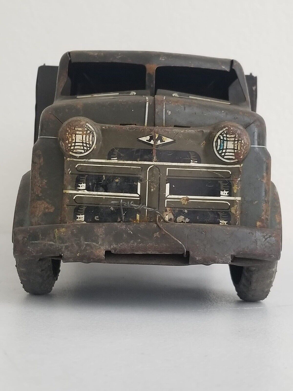 Vintage 1950s LUMAR Military Toy Truck - Pressed Steel Collectible 18.5 Inch - TreasuTiques