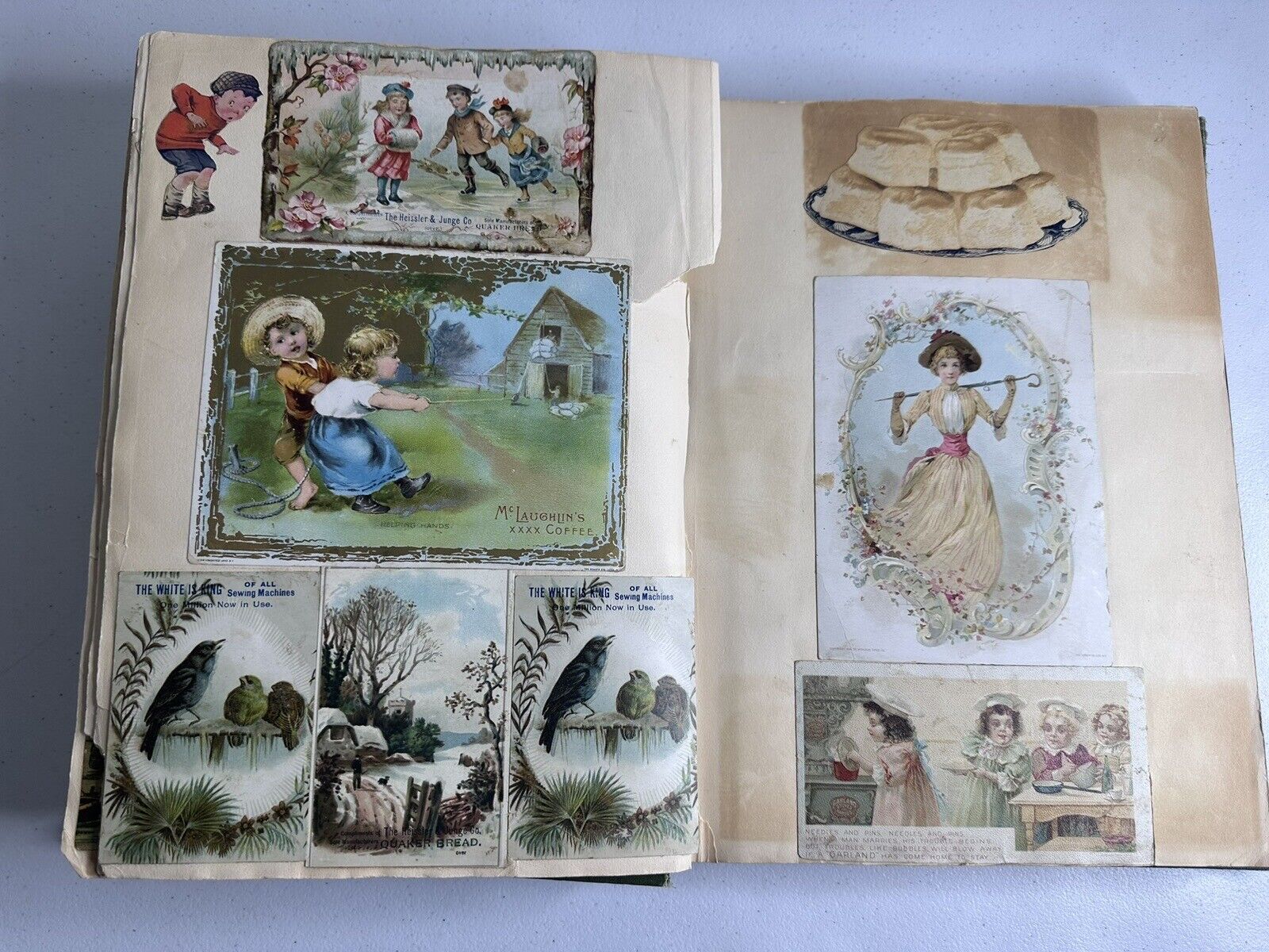 Antique 1880s-1900s Scrapbook Album with 250+ Cards - Tobacco, Advertising, and Rare Collectibles - TreasuTiques