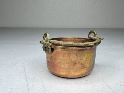 Exquisite Antique Miniature Brass Pot with Ornate Gold Handles - Elegant Tabletop Decor, 2.75" x 1.5" - TreasuTiques