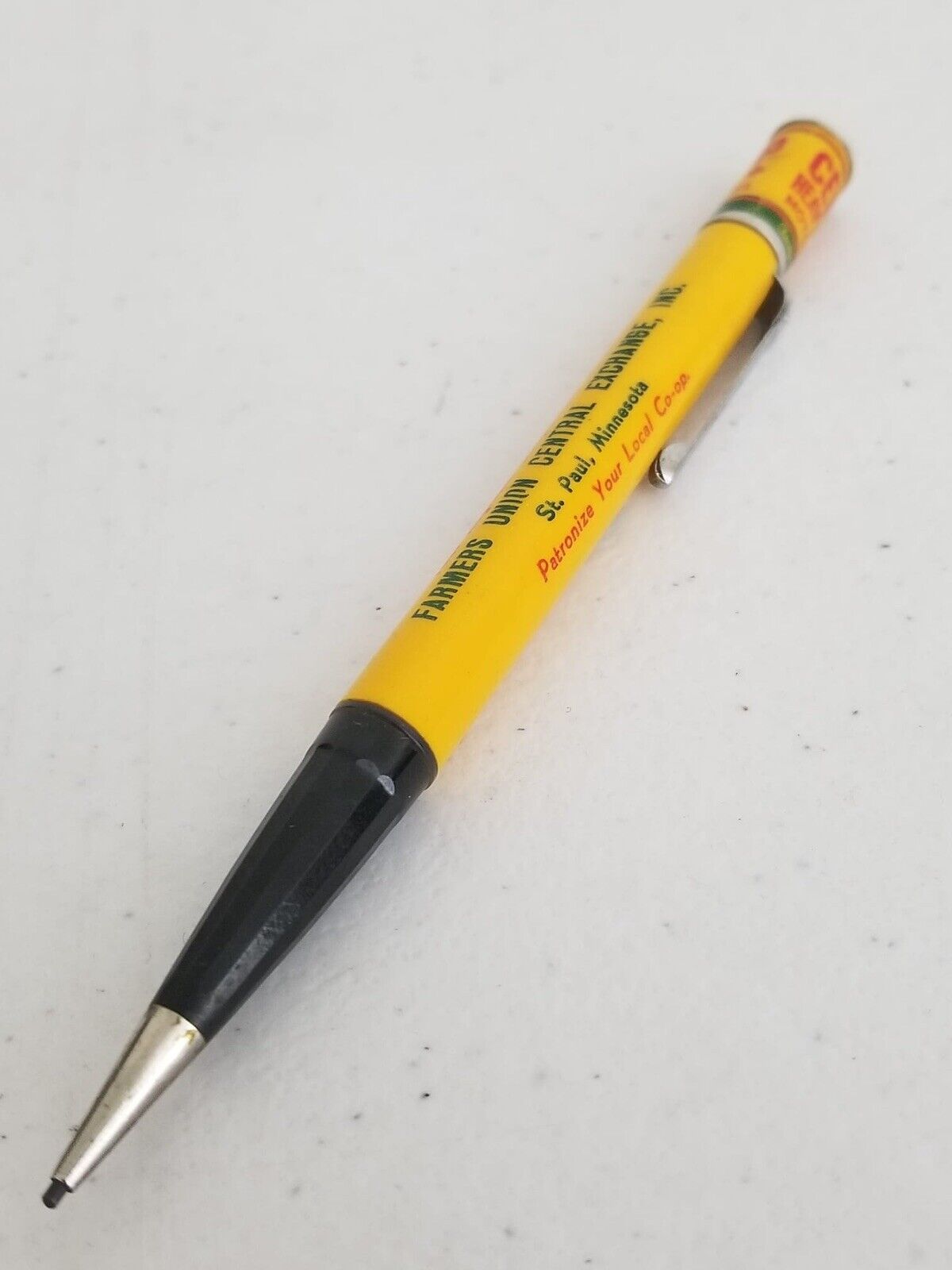 Vintage Farmers Union Mechanical Pencil - Rare Yellow Collectible - St. Paul, Minnesota Memorabilia - TreasuTiques