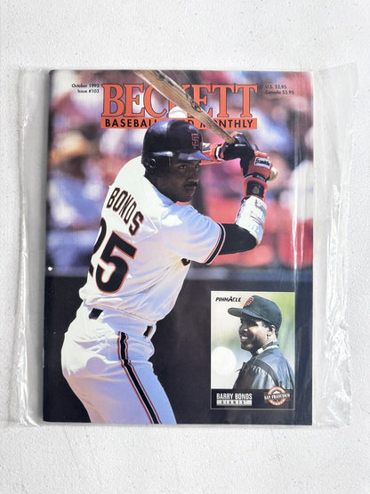 Sealed New Beckett Baseball Monthly Magazine October 1993 - Barry Bonds Edition - San Francisco Giants Collectible - TreasuTiques