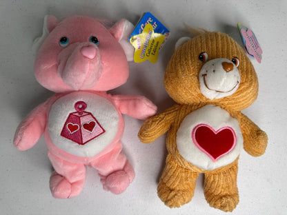 Lot of 2 Care Bears Collector's Edition 8" Tenderheart & Lotsa Heart Plush - New with Tags - TreasuTiques