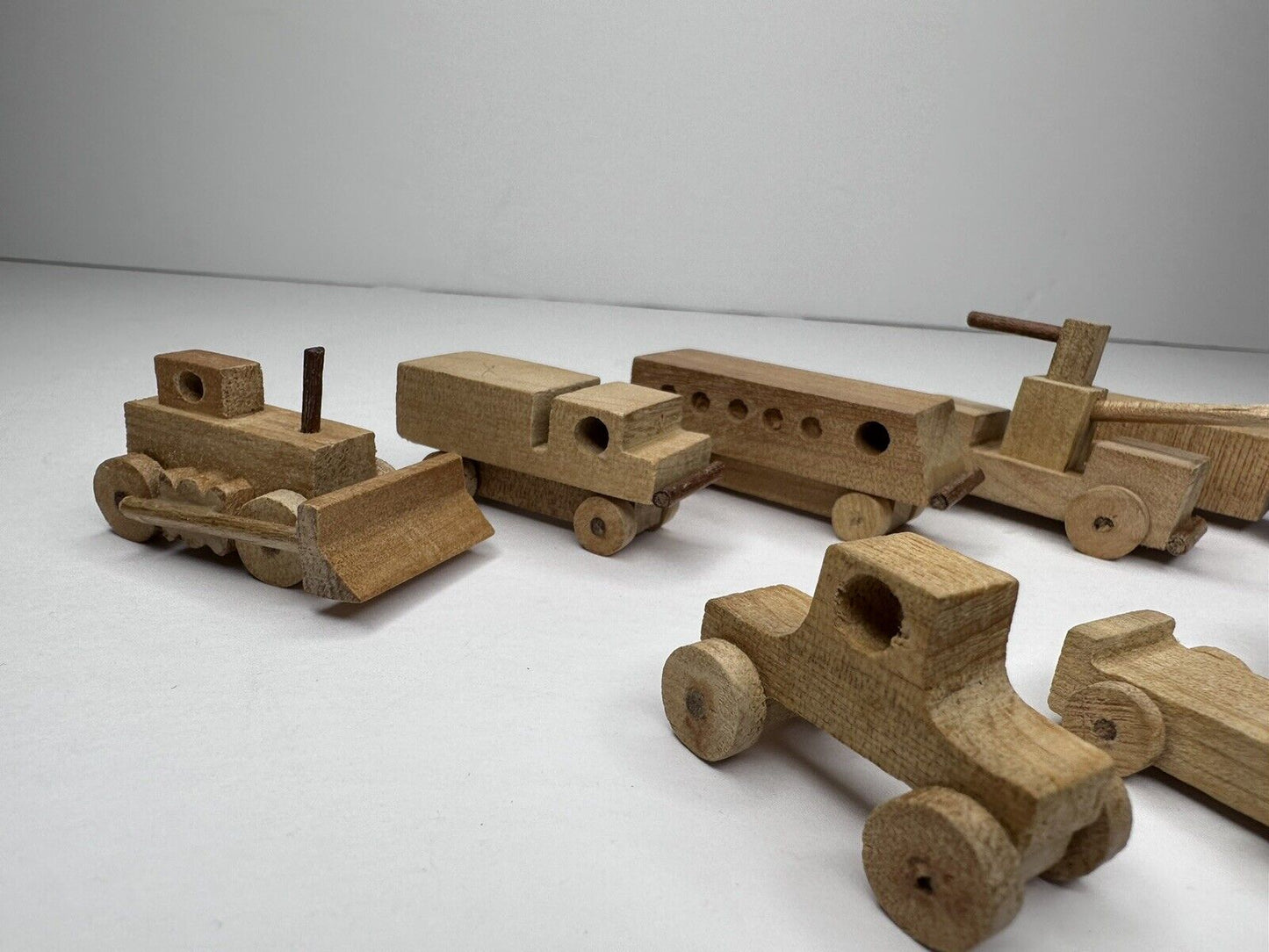 Hand-Crafted Amish Solid Hardwood Toy Cars Set of 9 - Made in USA, Natural Finish - TreasuTiques