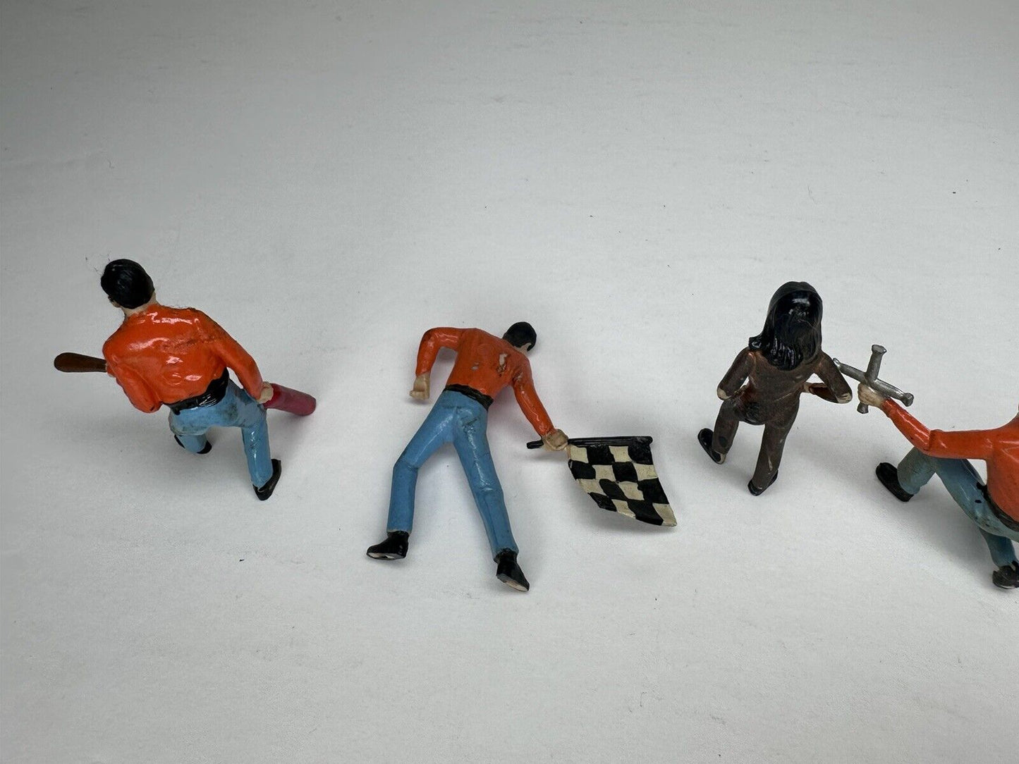 Vintage Racing Figures: Complete Set of 6 - Race Car Mechanics & Models - Handpainted Diecast Figurines - TreasuTiques