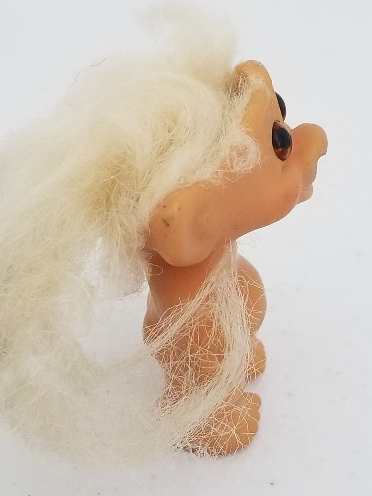 Adorable Vintage 1964 Troll Doll - 2.5" Miniature with White Hair & Amber Eyes - Collectible Figurine - TreasuTiques