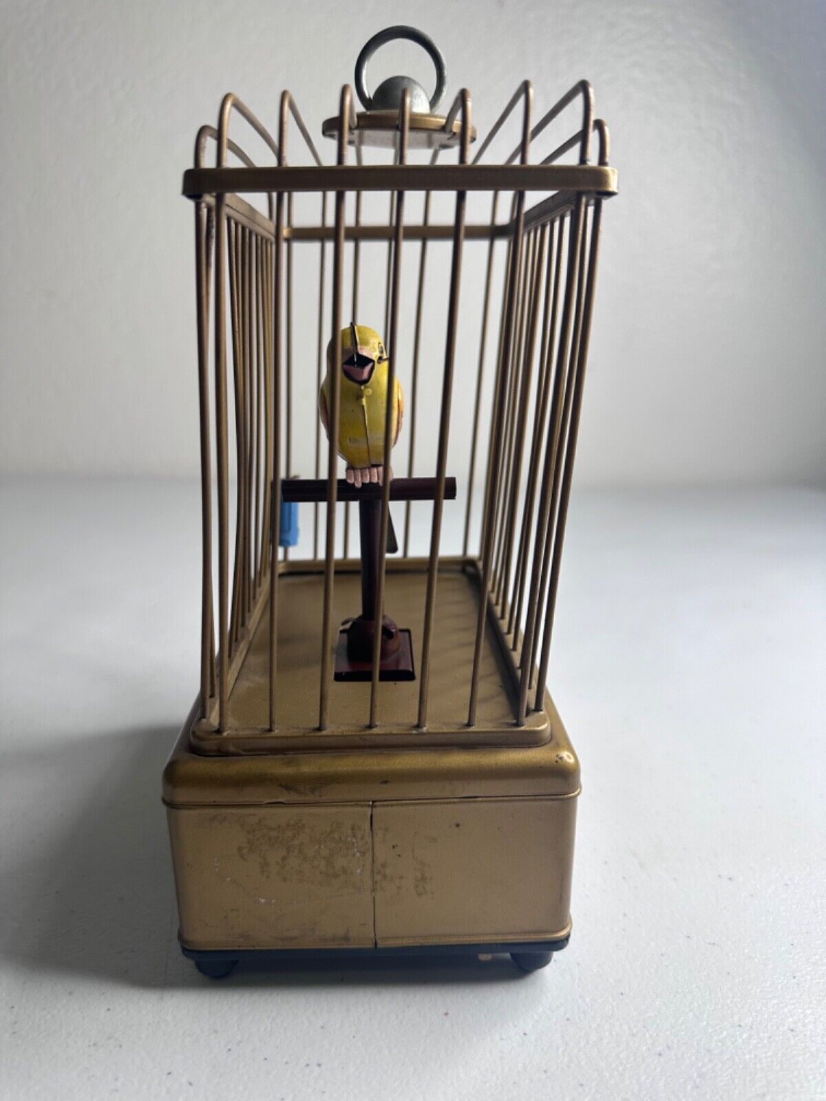 Antique 1930s Handcrafted Brass Bird Cage Toy - Vintage Battery Operated Home Decor - TreasuTiques