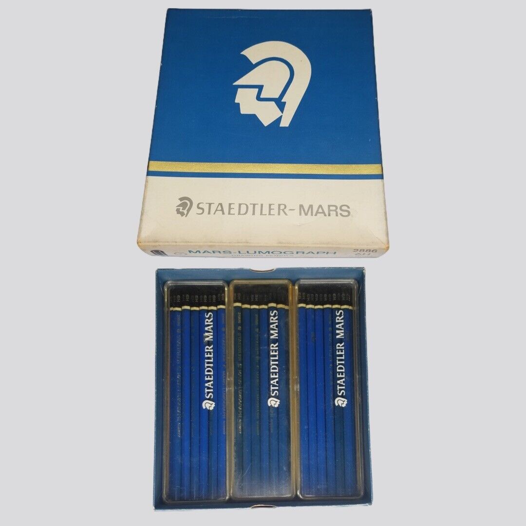 Vintage Staedtler Mars Lumograph Drawing Pencil Set - 6H & 5H in Original Display Case - TreasuTiques