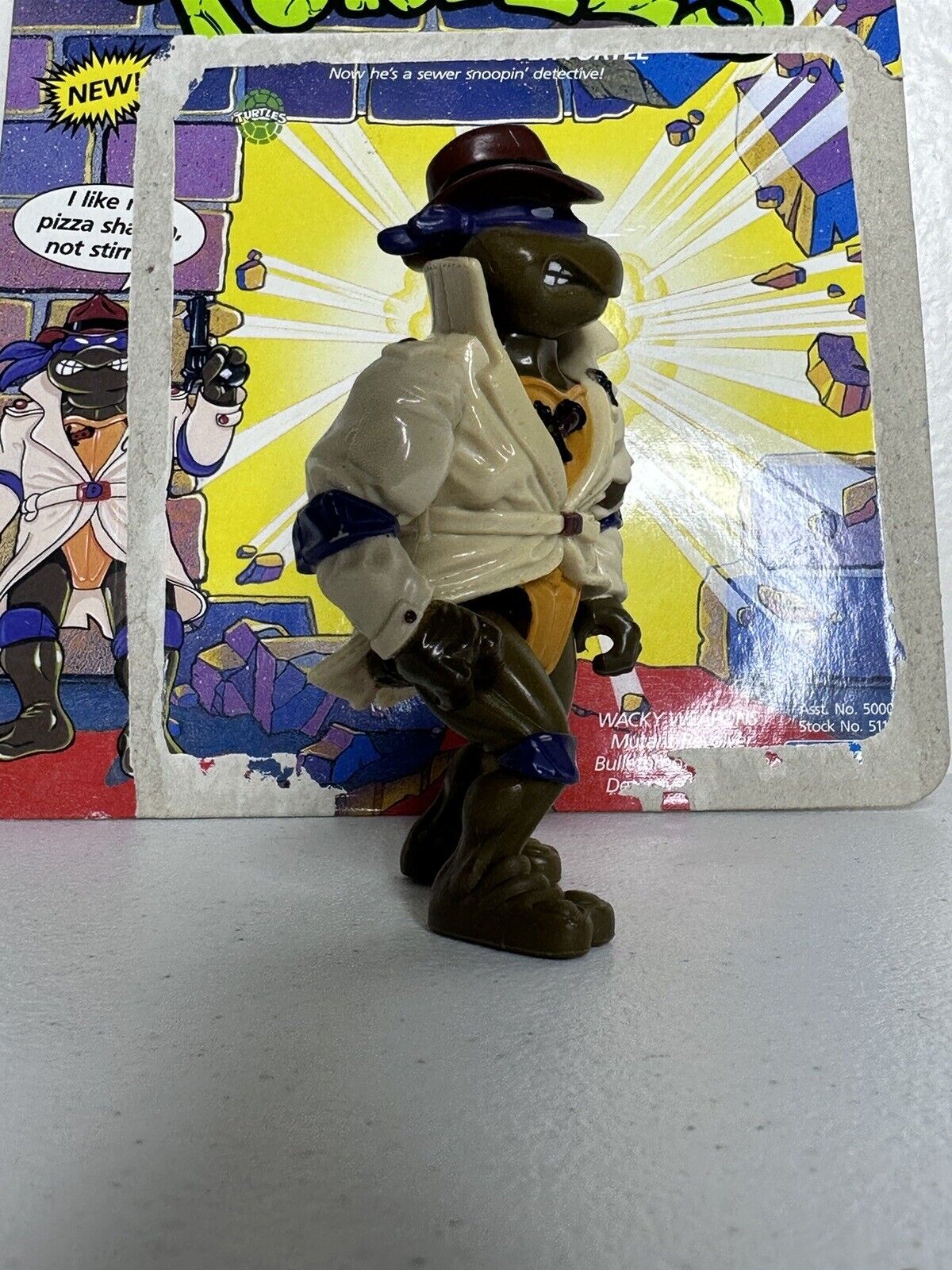 1990 TMNT Undercover Donatello Figure with Detective Disguise - Original Unpunched Collector’s Item - TreasuTiques