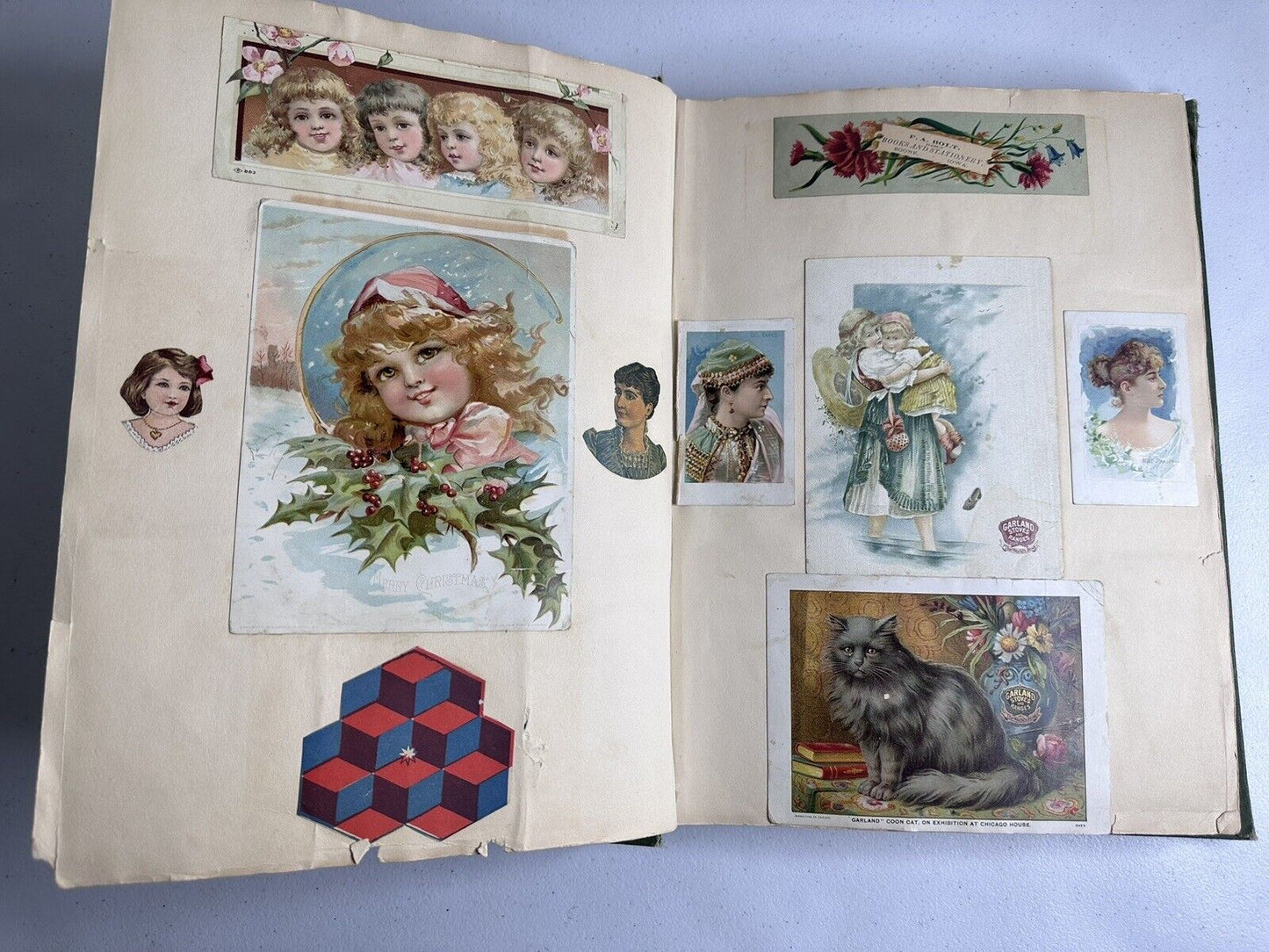 Antique 1880s-1900s Scrapbook Album with 250+ Cards - Tobacco, Advertising, and Rare Collectibles - TreasuTiques