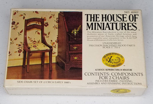 New in Box 1977 House of Miniatures Chair Components X-Acto Kit 40007 - Vintage Dollhouse Furniture - TreasuTiques