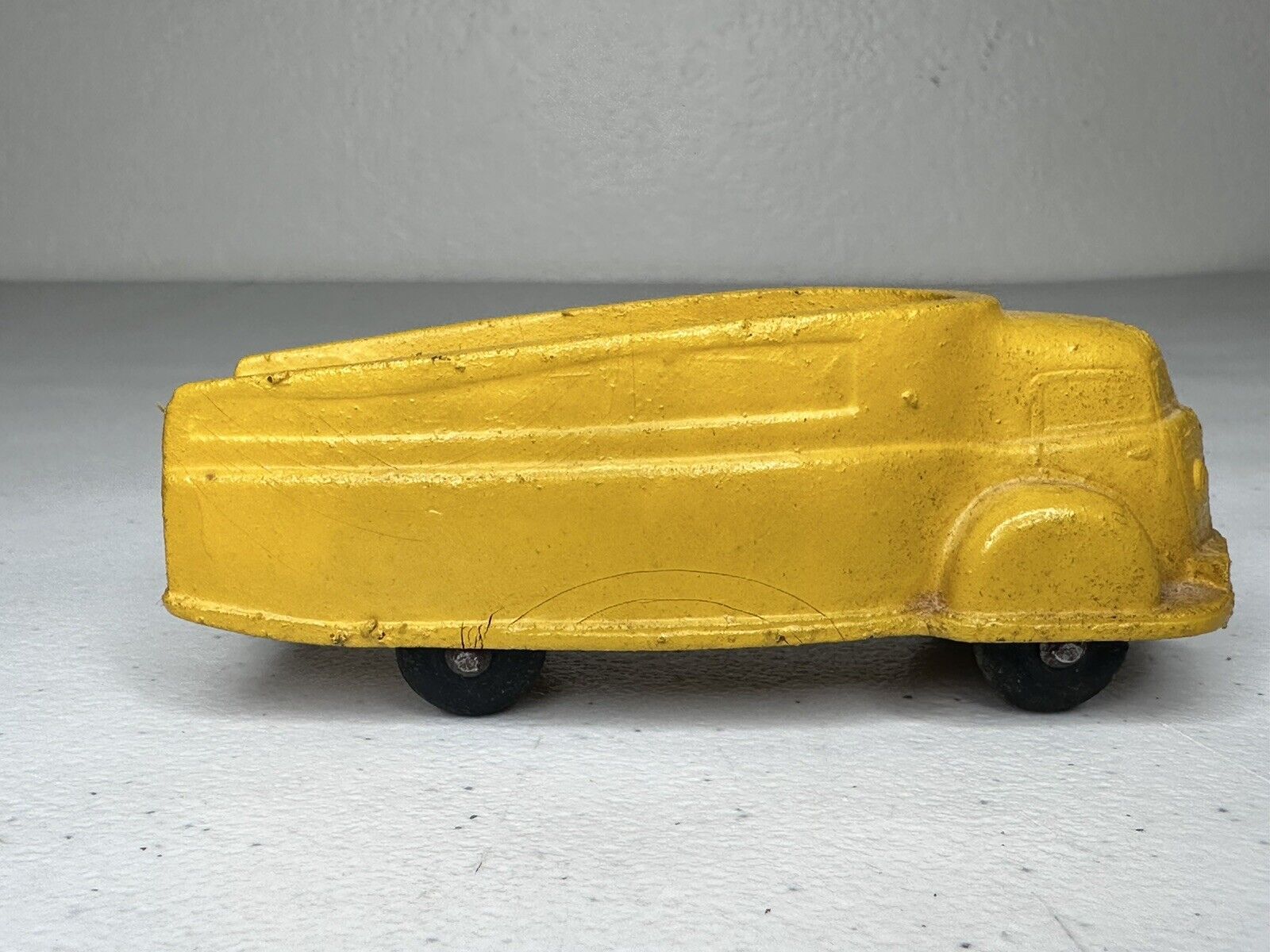 Rare 1930s Sun Rubber Co. Yellow Streamlined Delivery Truck - Vintage Collectible Toy - TreasuTiques