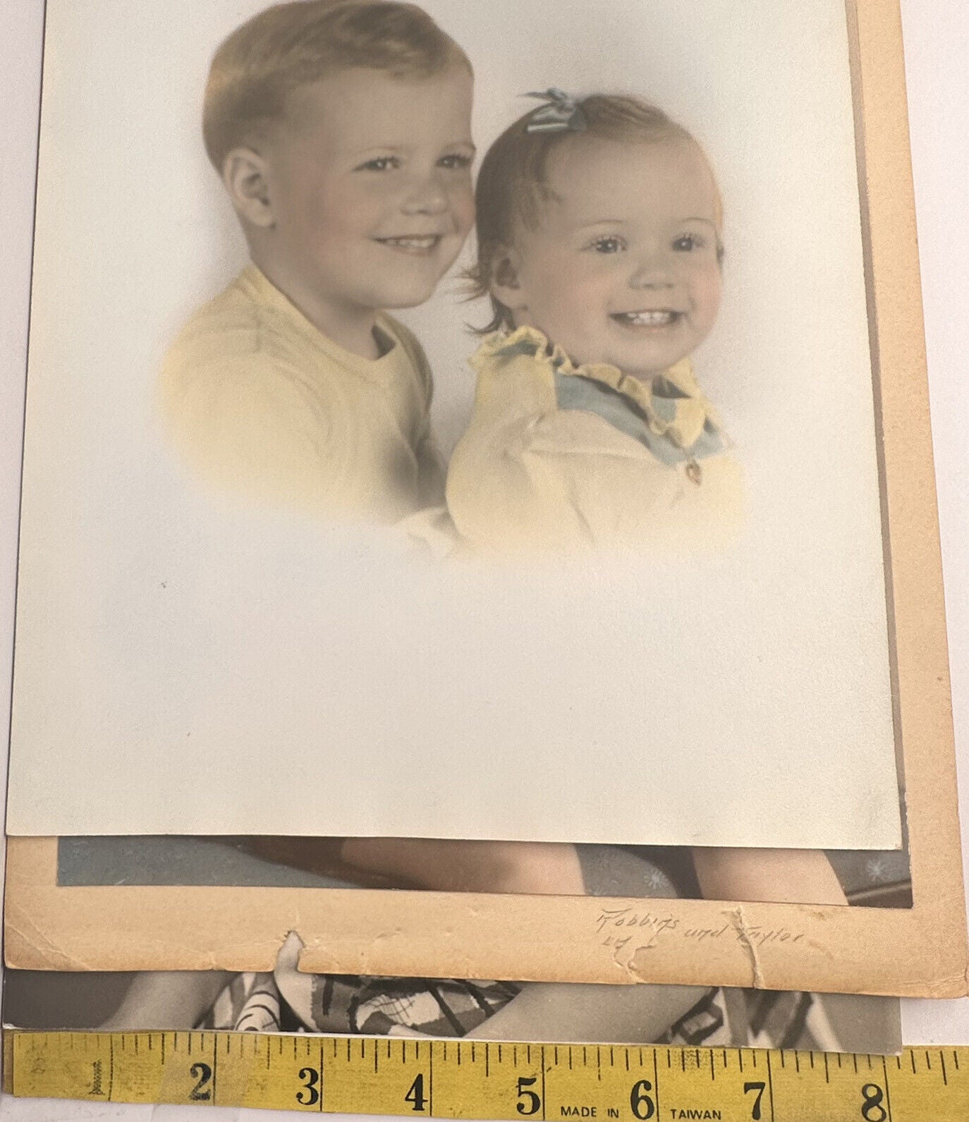 LOT of 3 Vintage 1940s Sibling Photography - Charming 8x10 Brother & Sister Portraits - TreasuTiques