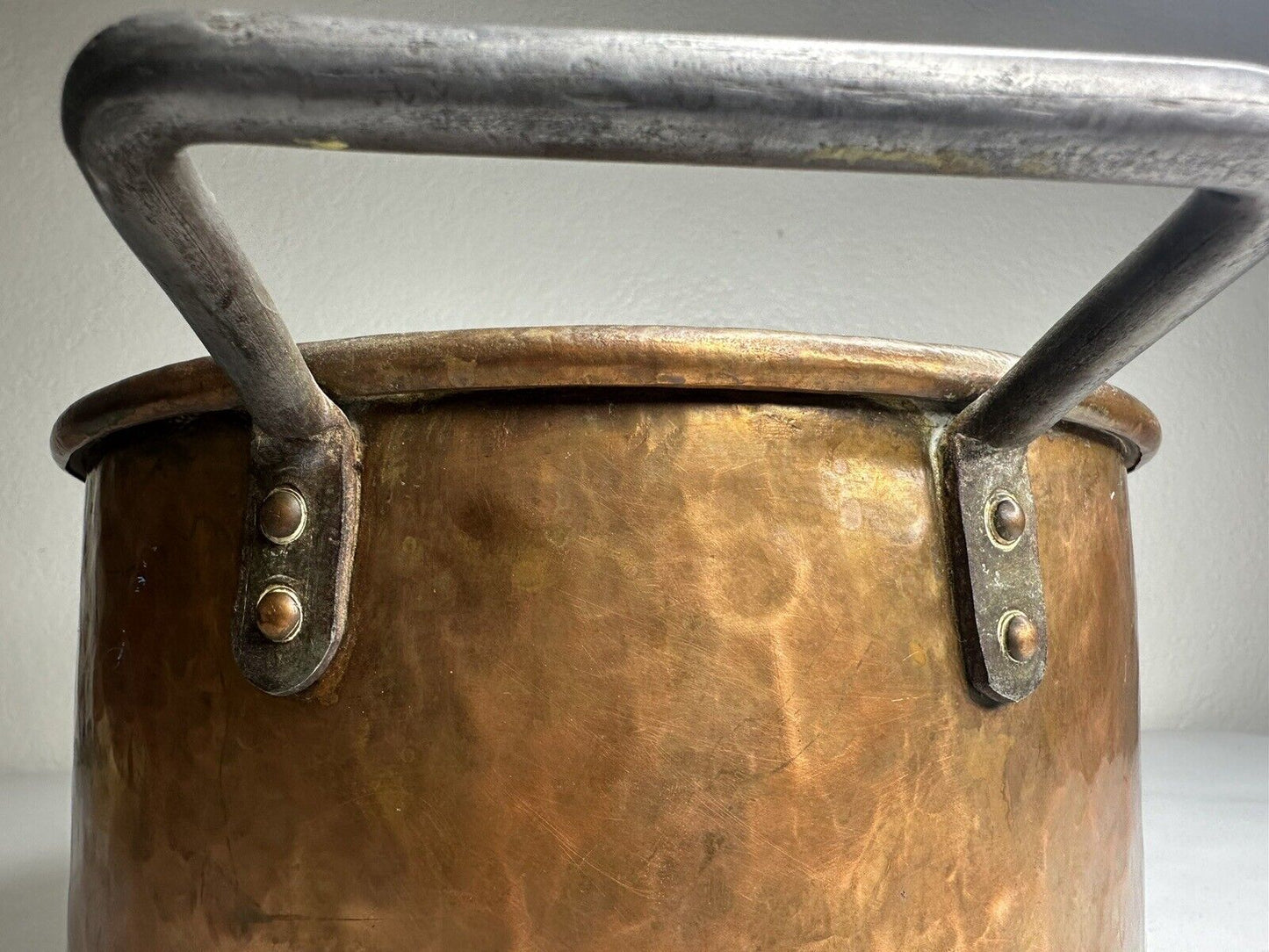 Antique Early 1800s Hand-Hammered French Copper Stew Pot with Dovetail Joints - 10.5" Vintage Cookware - TreasuTiques