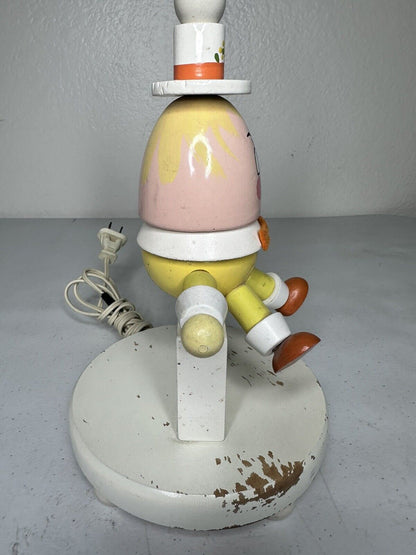 Charming Vintage 1960s Humpty Dumpty Nursery Lamp - Retro Wood & Plastic Bedside Decor - TreasuTiques