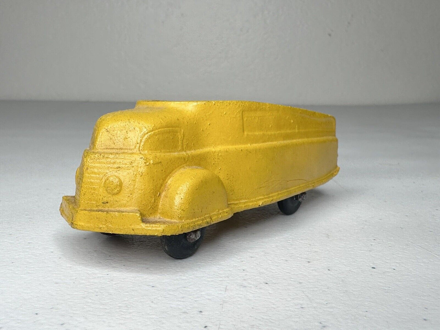 Rare 1930s Sun Rubber Co. Yellow Streamlined Delivery Truck - Vintage Collectible Toy - TreasuTiques