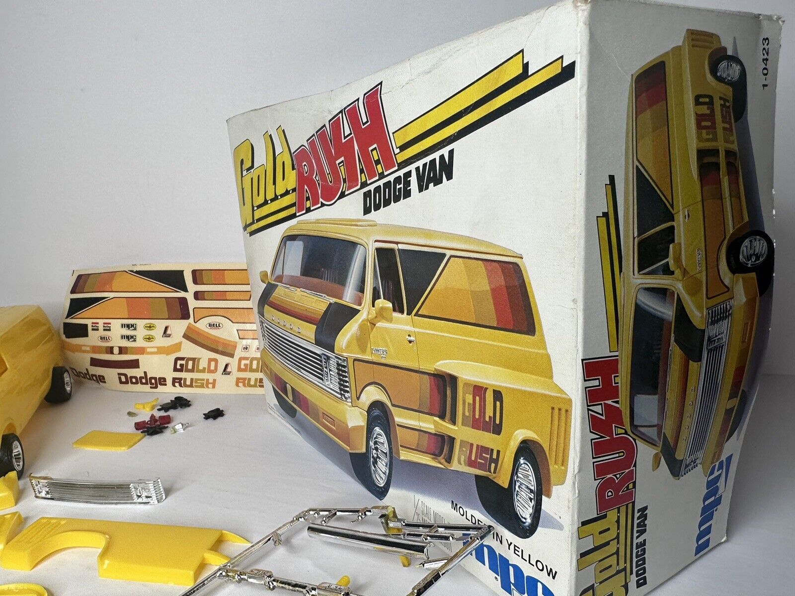 1978 Vintage MPC 1/25 Gold Rush Custom Dodge Van Model Kit - Complete with Original Box #1-0423 - TreasuTiques