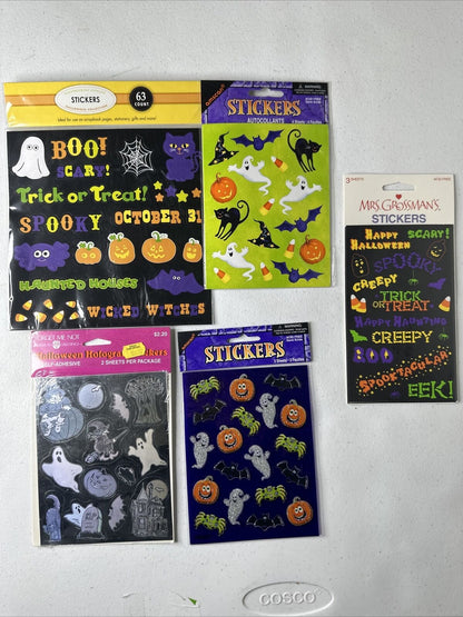 Vintage Halloween Stickers 6-Pack Lot - Mixed Brands, Amscan & More Sealed - Spooky Collectible Set - TreasuTiques