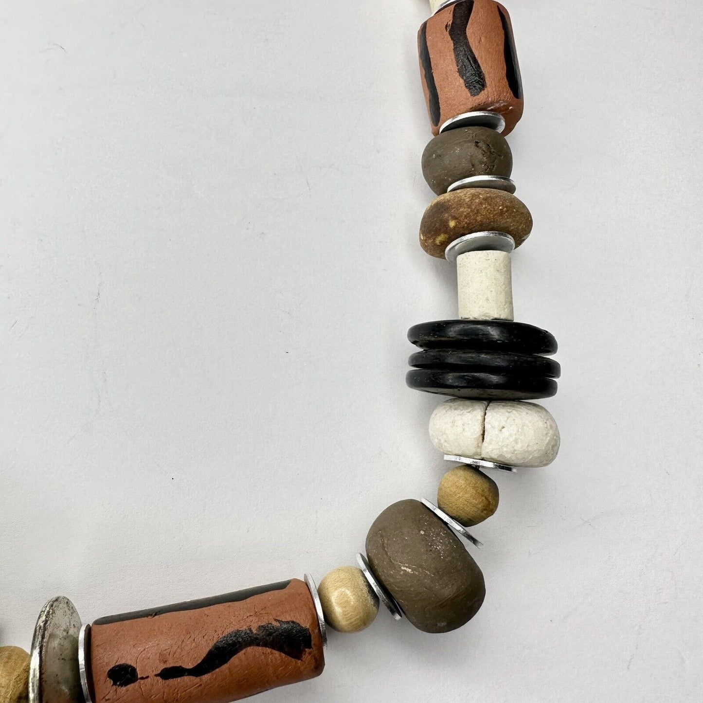 Vintage Artisan Cheetah Wood Beaded Safari Jungle Animal Necklace - Unique Handmade African-Inspired Jewelry - TreasuTiques