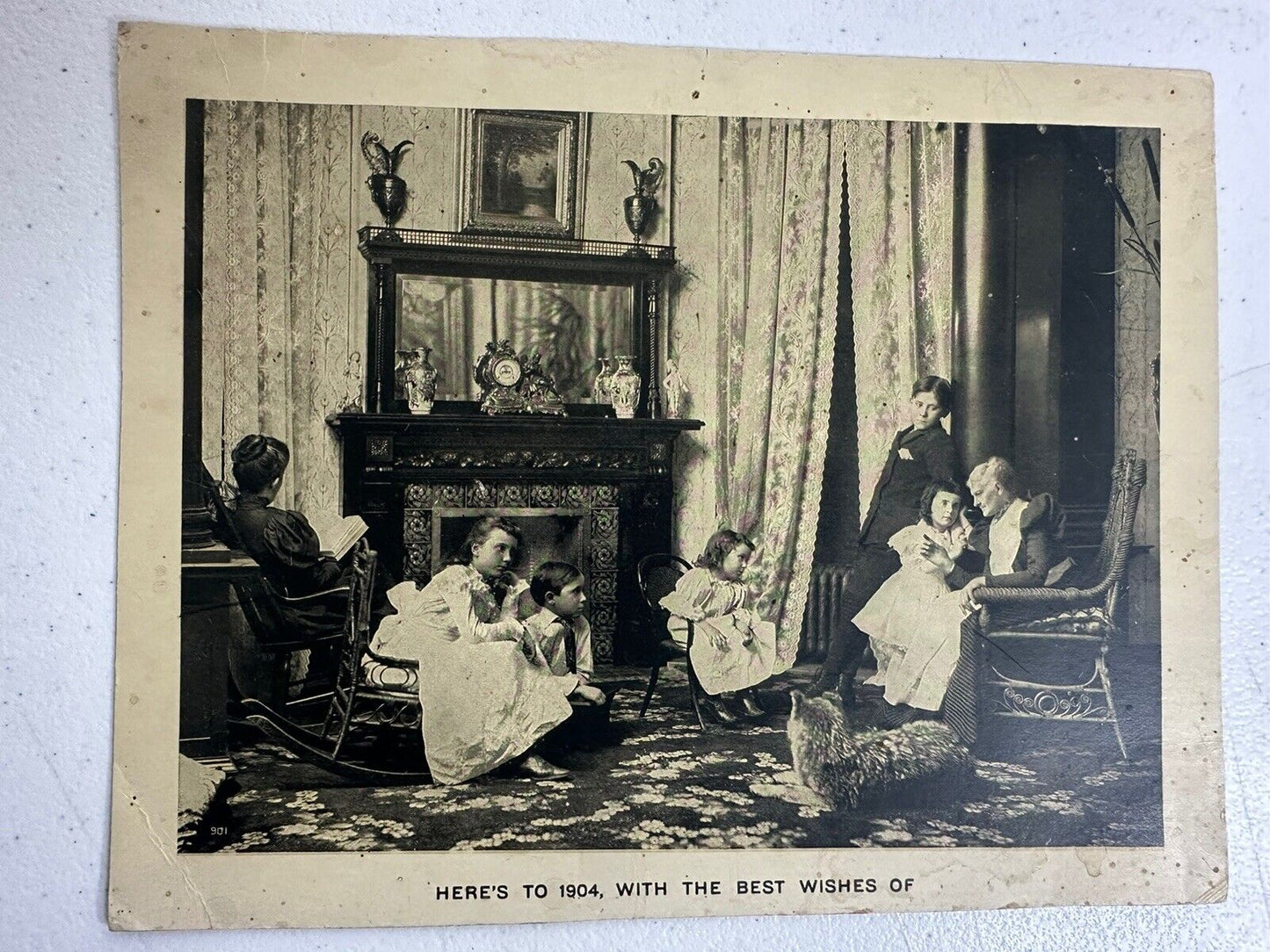 Rare Antique 1904 Family Portrait Postcard – 9-Inch Nostalgic Decor Collectible - TreasuTiques