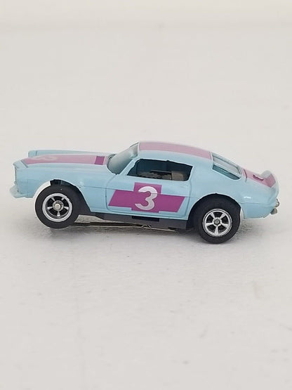 Vintage AFX Chevy Camaro Z28 Slot Car Model - Blue & Purple, #3 Decal, Collectible Race Car - TreasuTiques