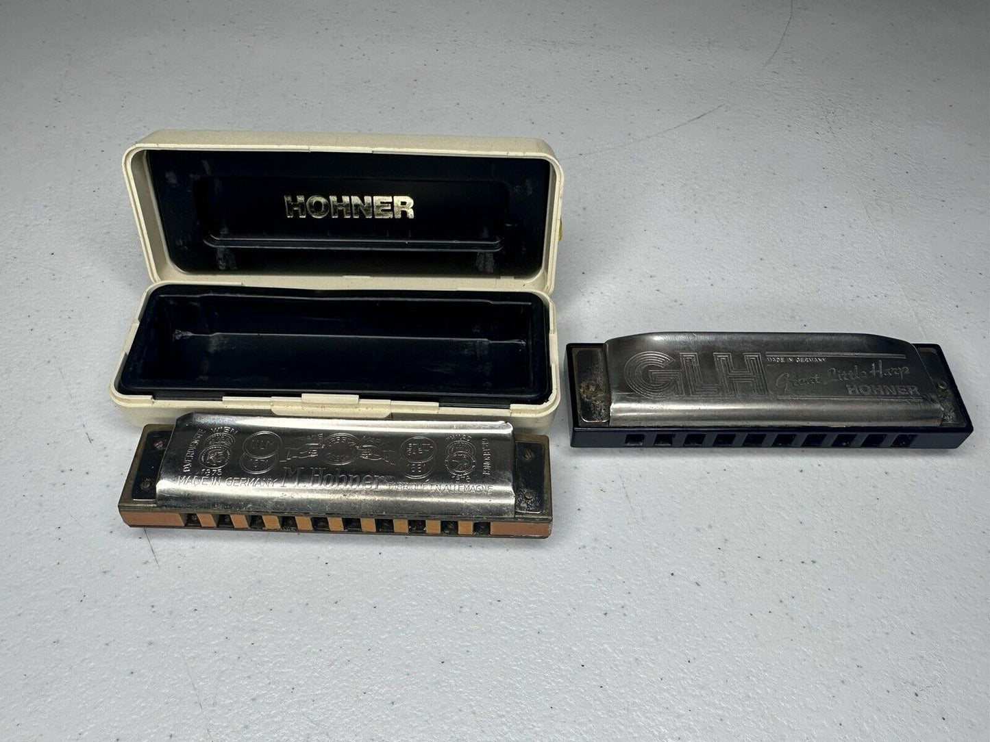 Vintage Hohner Marine Band & GLH Great Little Harp Harmonicas in Original Case - Musical Instrument Collectible - TreasuTiques