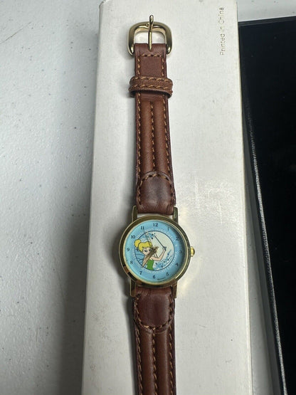 Disney Vintage-Inspired Tinkerbell Graphic Watch with Leather Strap - Collector's Timepiece - TreasuTiques