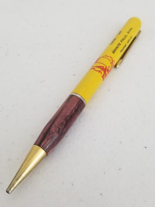 Vintage Advertising Mechanical Pencil - Granite Falls Co-op Elevator Assn. Collectible, Yellow Memorabilia - TreasuTiques